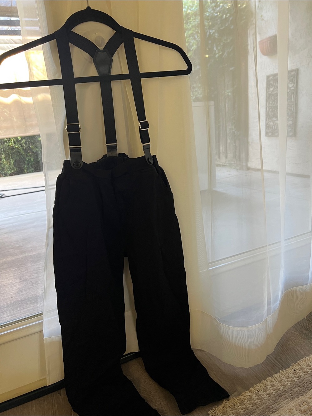 Black Kids Suspender Dress Pants - Classic Elegant Bottoms with bow to match it